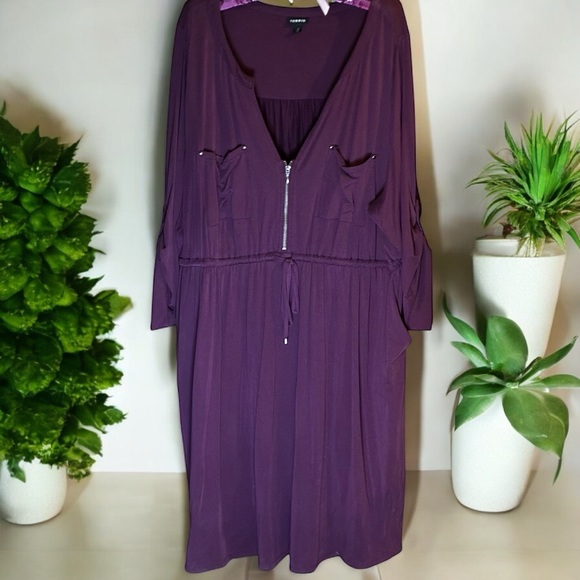 Torrid Mini Studio Challis Zip-Front Shirt Dress Potent Purple Plus Size 3 - Picture 6 of 12